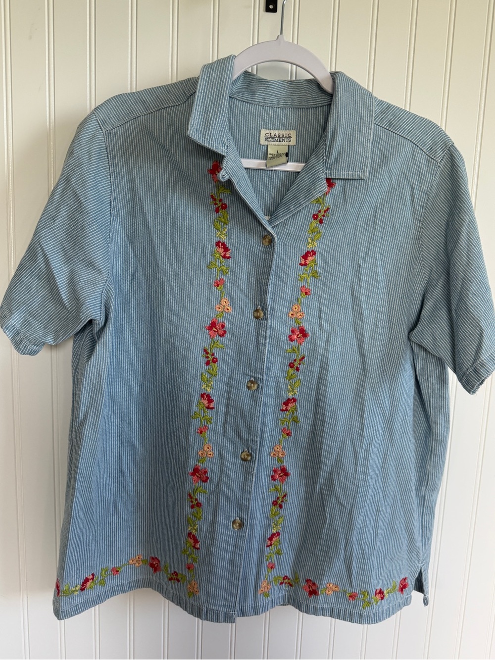 New Classic Elements Vintage L Women’s Embroidered Granny Chic Cottagecore SS